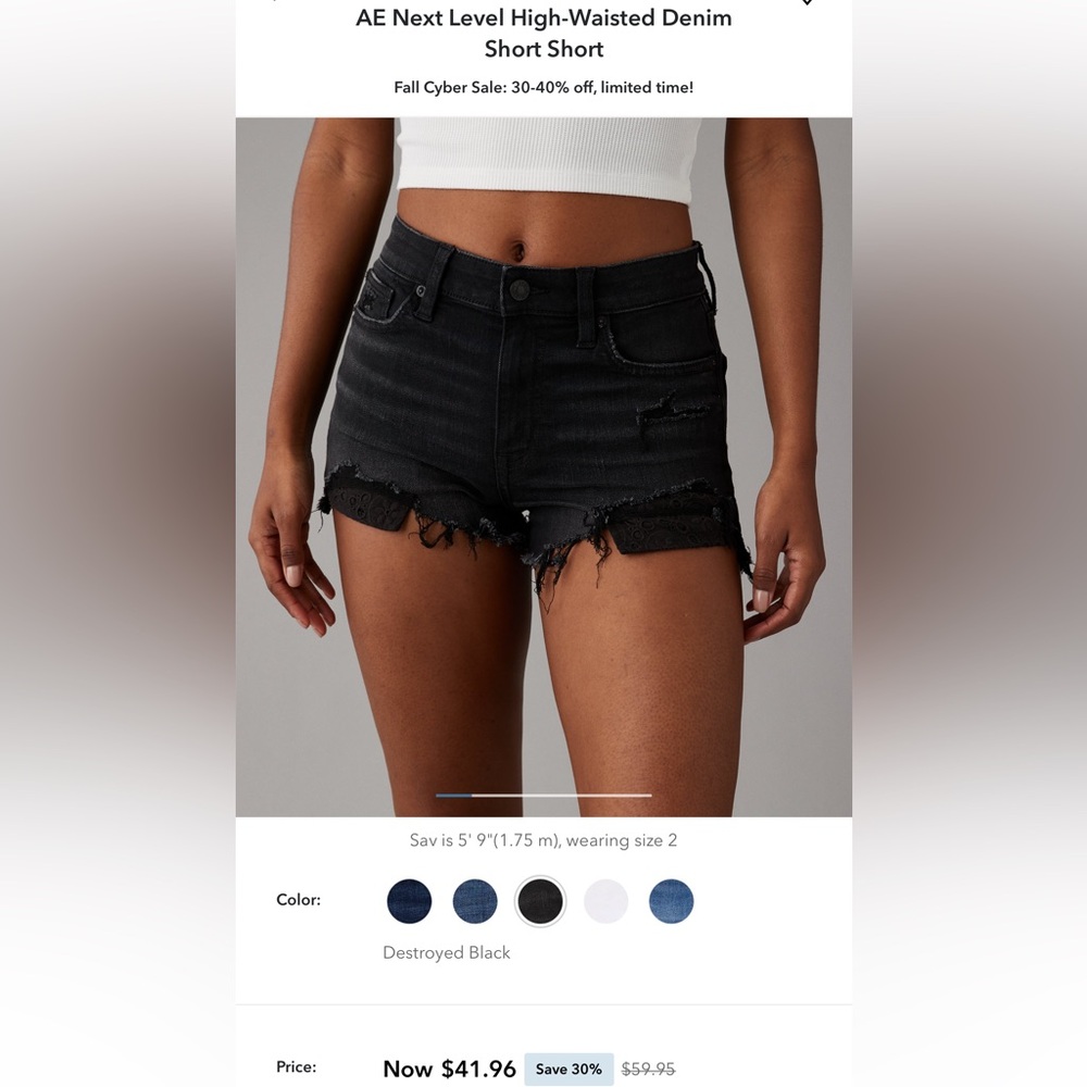 NWT size 8 black denim American Eagle stretch shorty short Size 8 fits like a 6.